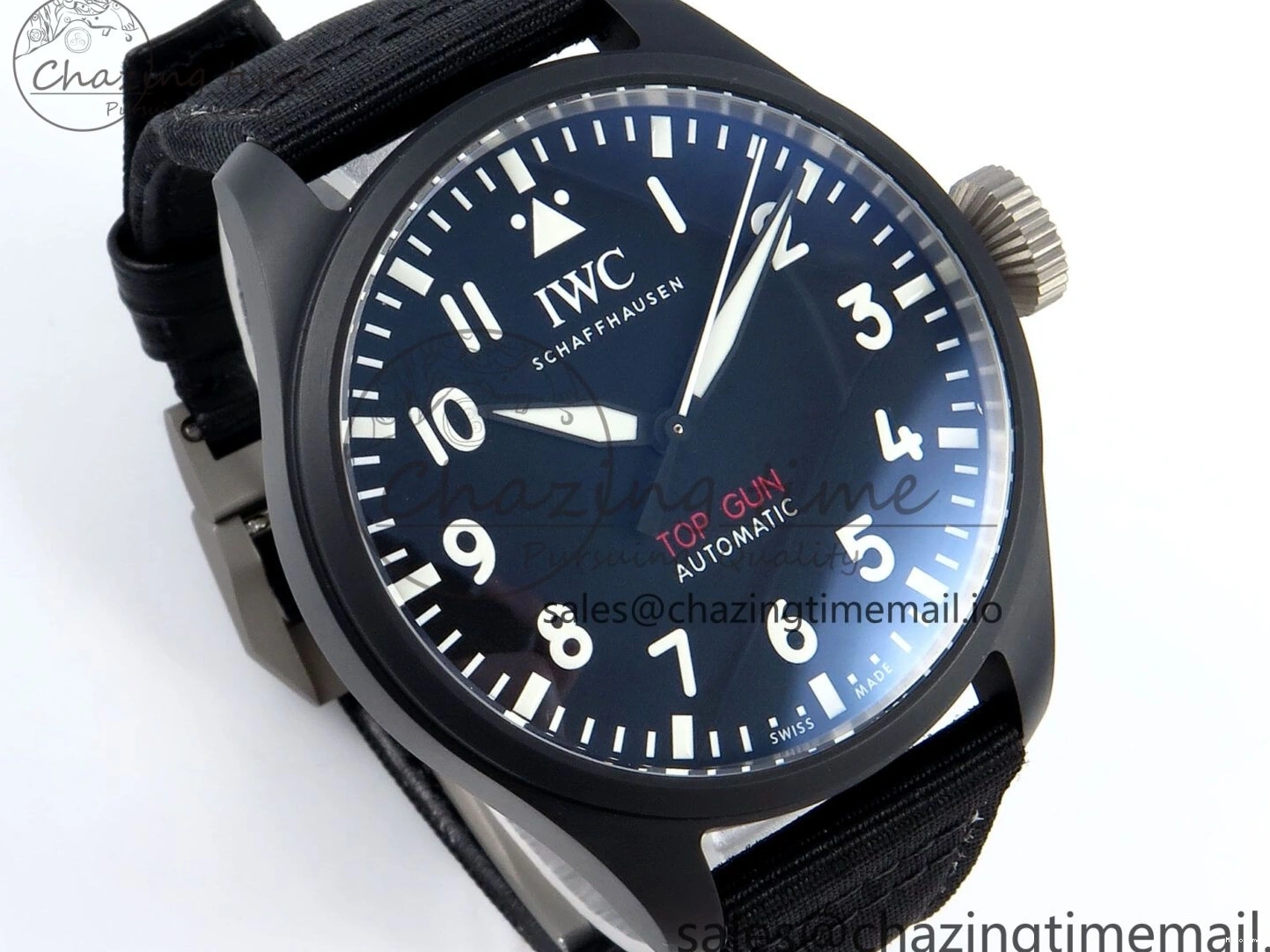 MIROTIME 0326 Durable Pilot Top Gun IW326901 M+F 1:1 Best Edition Black Dial on Black Nylon Strap MY 7003